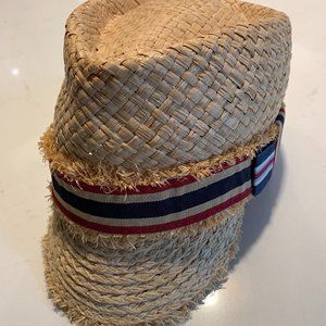 Anthro: Grace Hats straw hat with stripe ribbon